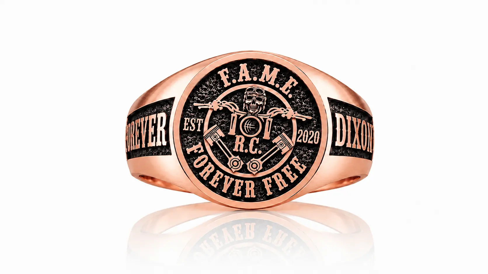 Custom Motorcycle Club Signet Ring-Personalized Biker Ring-Sterling Silver